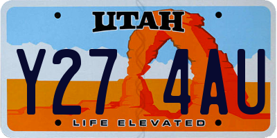 UT license plate Y274AU