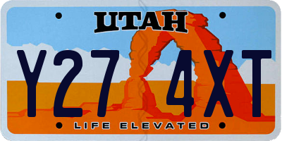 UT license plate Y274XT