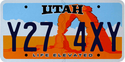UT license plate Y274XY