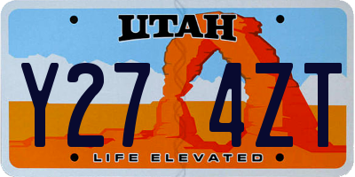 UT license plate Y274ZT