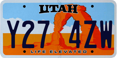 UT license plate Y274ZW