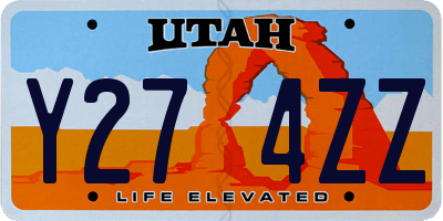 UT license plate Y274ZZ
