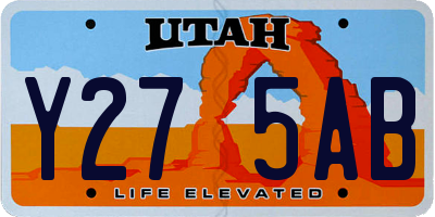 UT license plate Y275AB