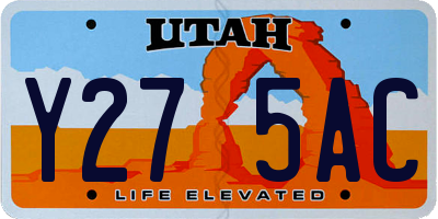 UT license plate Y275AC