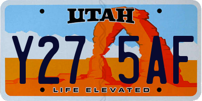 UT license plate Y275AF