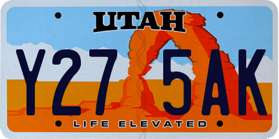 UT license plate Y275AK