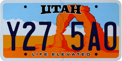 UT license plate Y275AO