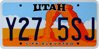 UT license plate Y275SJ