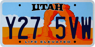 UT license plate Y275VW