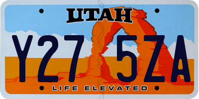 UT license plate Y275ZA