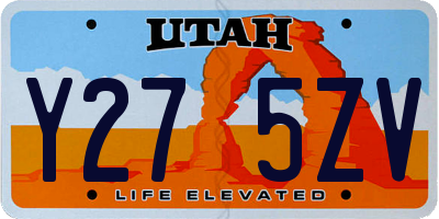 UT license plate Y275ZV