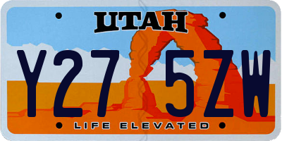 UT license plate Y275ZW