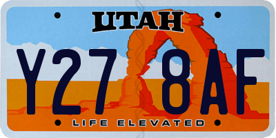 UT license plate Y278AF