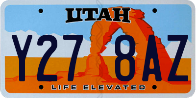 UT license plate Y278AZ
