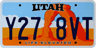 UT license plate Y278VT