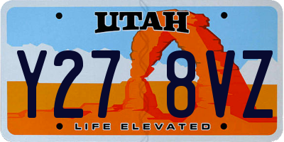 UT license plate Y278VZ