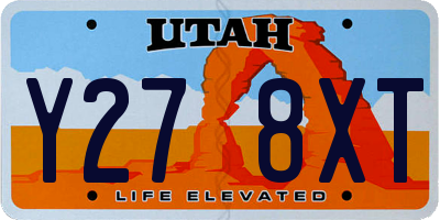 UT license plate Y278XT