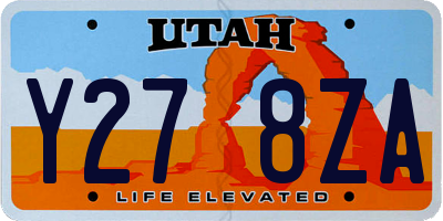 UT license plate Y278ZA