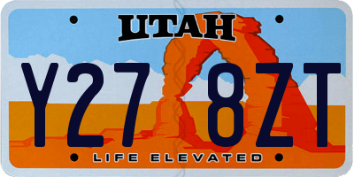 UT license plate Y278ZT
