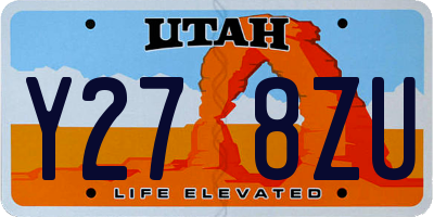 UT license plate Y278ZU
