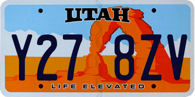 UT license plate Y278ZV