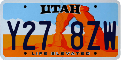 UT license plate Y278ZW