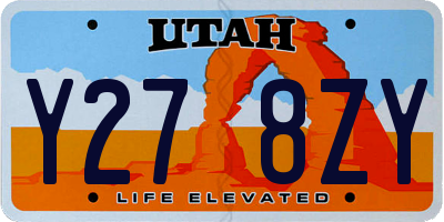UT license plate Y278ZY