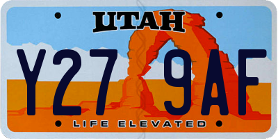 UT license plate Y279AF