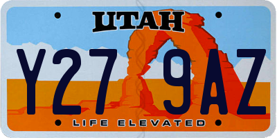 UT license plate Y279AZ
