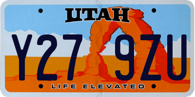UT license plate Y279ZU