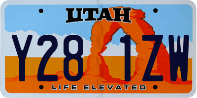 UT license plate Y281ZW