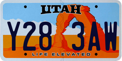 UT license plate Y283AW