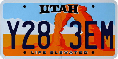 UT license plate Y283EM