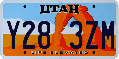 UT license plate Y283ZM