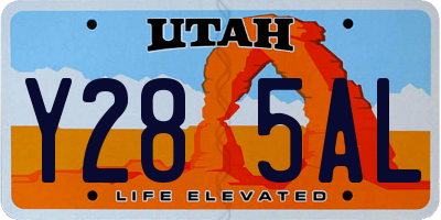 UT license plate Y285AL