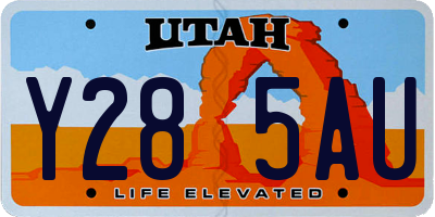 UT license plate Y285AU
