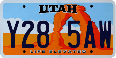 UT license plate Y285AW
