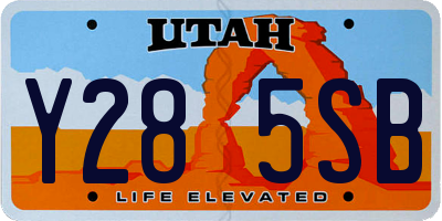 UT license plate Y285SB