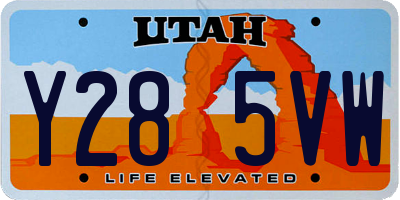 UT license plate Y285VW