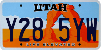 UT license plate Y285YW