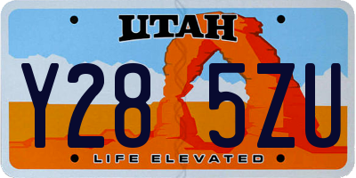 UT license plate Y285ZU