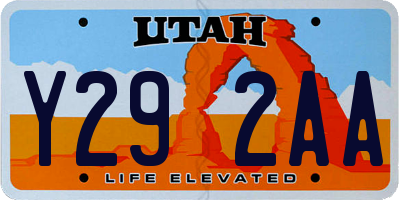 UT license plate Y292AA