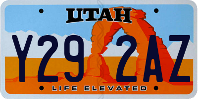 UT license plate Y292AZ