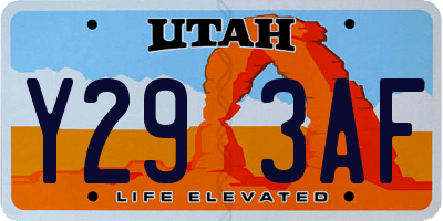 UT license plate Y293AF