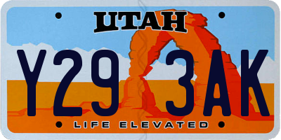 UT license plate Y293AK
