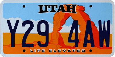 UT license plate Y294AW