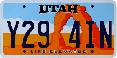 UT license plate Y294IN