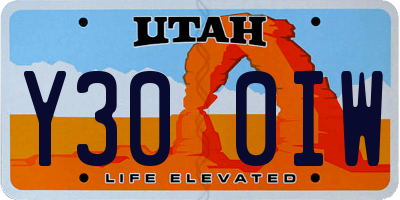 UT license plate Y300IW