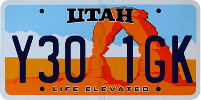 UT license plate Y301GK