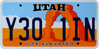UT license plate Y301IN